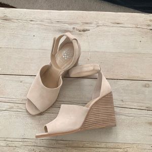 Vince Camuto, nude Suede wedges